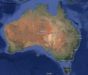 the Simpson Desert crossing on a map of Australia, it is tiny on this scale