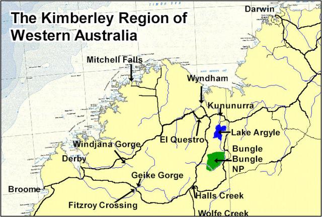 basic map of the Kimberley region in Western Australia
