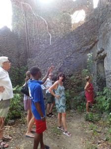 listening to our guide explaining the history of the palace ruin on Juani - Jurg, Marina, Gunnar, Birgit and Anne