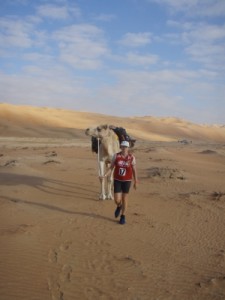 we start the trek with our camel through some more desert, this time only 40km