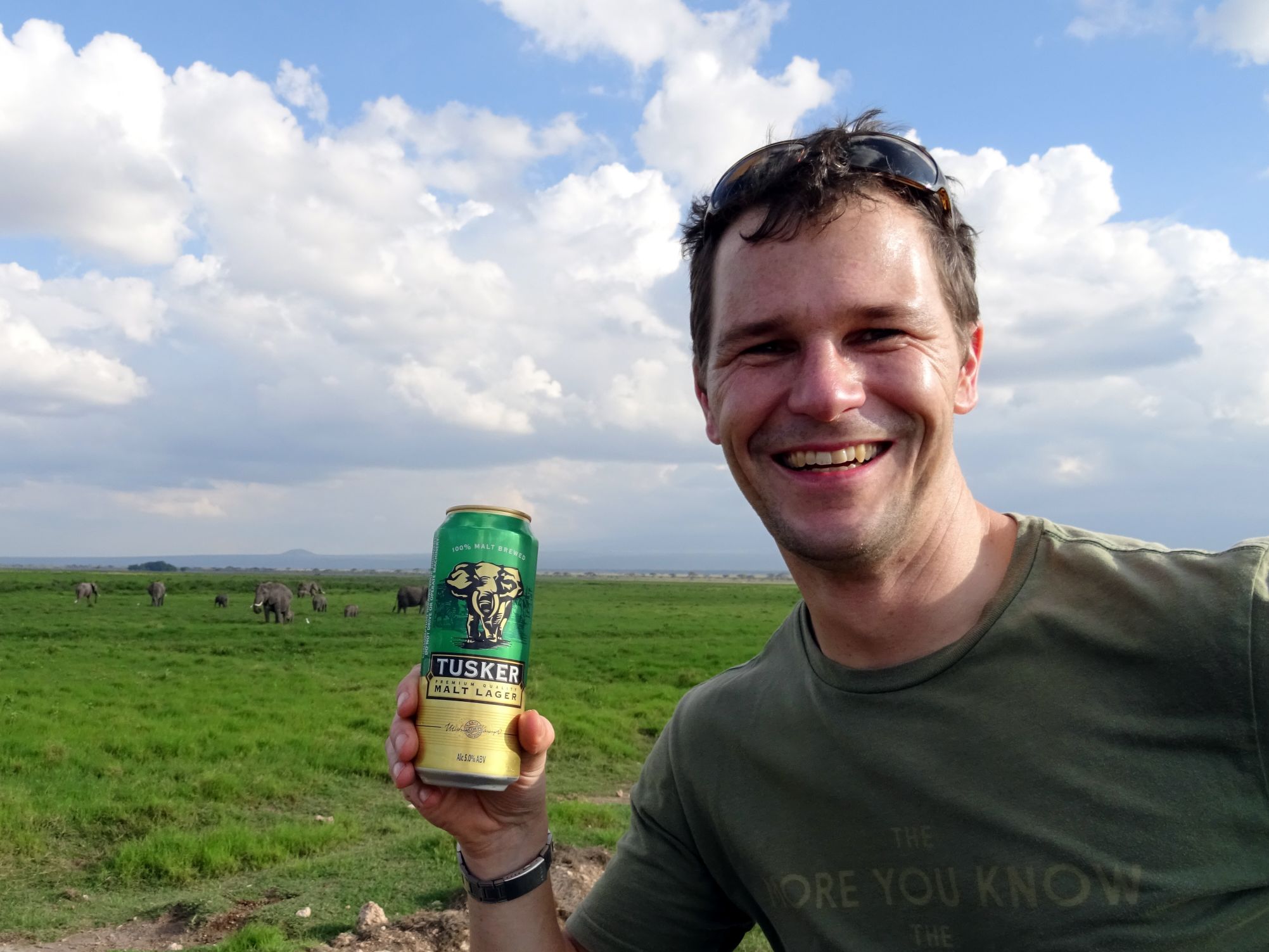 having a Tusker whilst trying to find a tusker... (Amboseli)