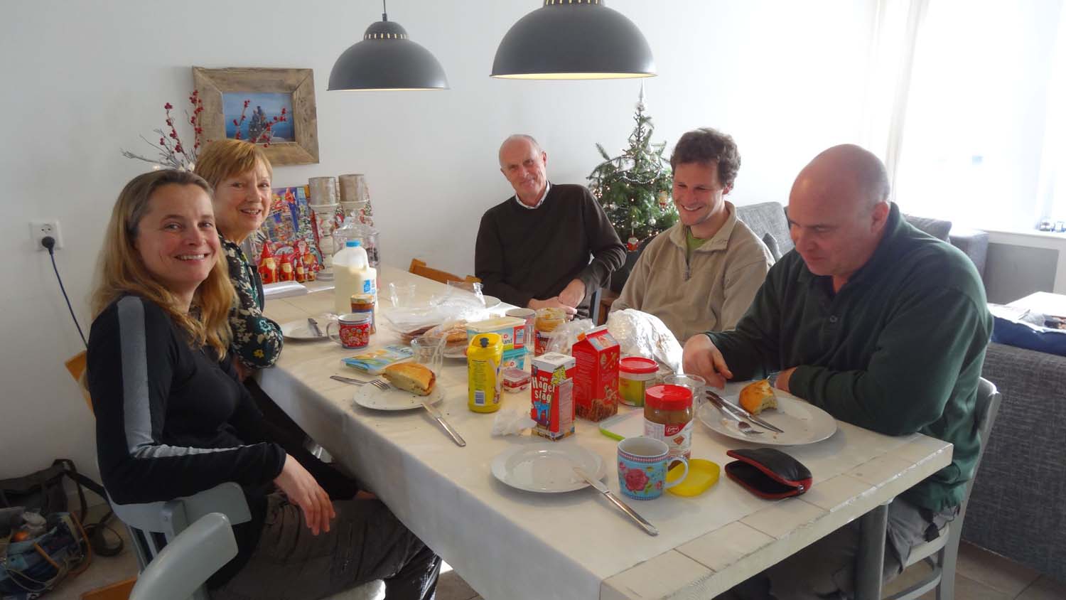 a typical Dutch lunch with Jude's mum and dad, Sandra (her sister) and Peter (brother in law)