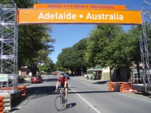 the finish line in Angaston is all ready for next week's community challenge, oh and for the professionals too of course