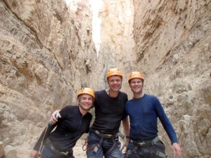 Jude, Bjørn and Jon after the second big abseil in Wadi Himara