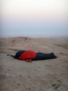 Jude sleeping under the stars in Jordan