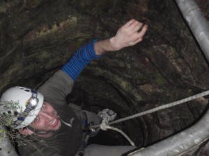 Marty climbing back out of Dingo Cave