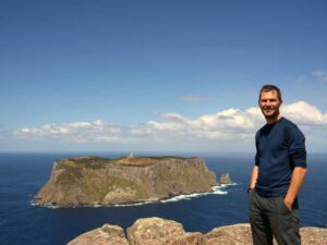 Jon on Cape Pillar, overlooking Tasman Island