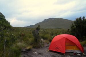 our first night with the new tent at the base of Alpha moraine