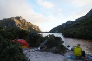 our campsite at Lake Oberon, because all the tent platforms were full we ended up in the most perfect spot