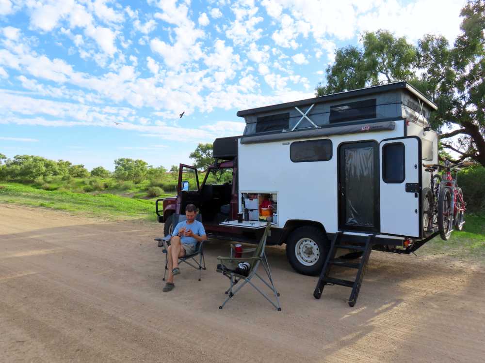 we find a lovely campsite just out of Birdsville