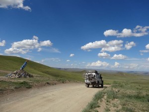 The amazing blue skies and blue ceremonial sites of Mongolia.