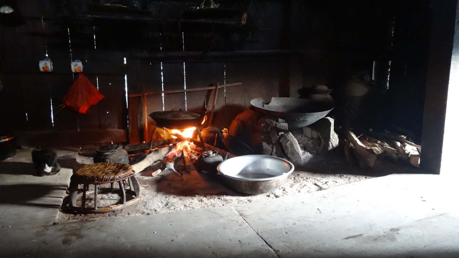 the kitchen of our homestay which feeds a family of at least 20