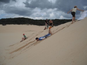 face plant? no we are trying some sand boarding - not a real success...