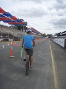 cycling home across the Clipsal 500 track