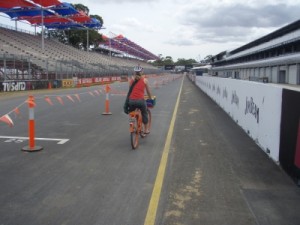 Jude enjoying the flat cycling options in Adelaide with her Dutch bike