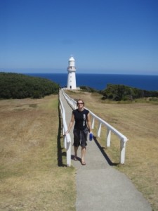 trip to memory lane - Jude at the finish line for stage 1 of the great Ocean Road adventure race