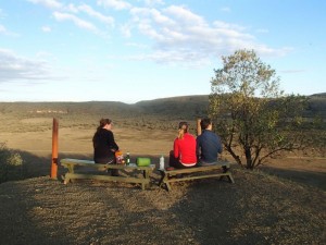 sundowners at the edge of our camp site in Hell's Gate