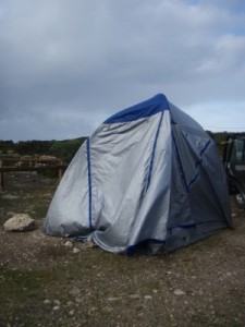 an attempt to keep the tent semi-upright