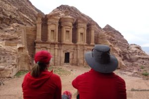 Jude and Jon at The Monastery in Petra, very impressive