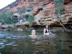we enjoy a swim in the river at our next camp site