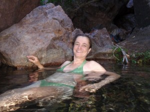 relaxing in the Zebedee Springs on El Questro