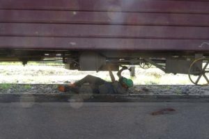 it doesn't bode well if half an hour before our departure a guy with a hammer is working underneath one of the wagons and bits are laying next to him...
