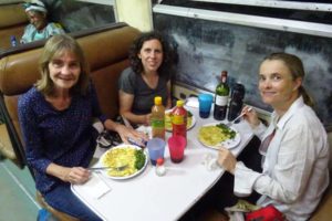 chipsi mayai for dinner in the restaurant car of the train