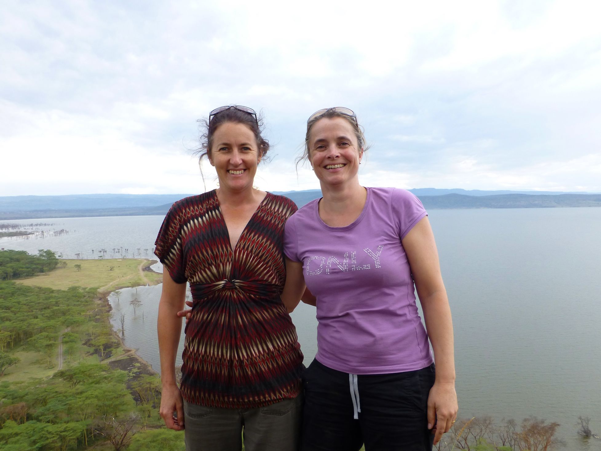 Kat and Jude on the monkey cliffs overlooking Lake Nakuru