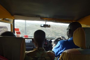 our 2 askaris in the front seat next to Miller our excellent driver and guide