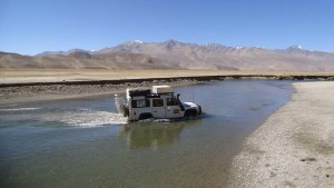 We had to cross some streams to get to Lake Yashil Kul in Tajikistan.