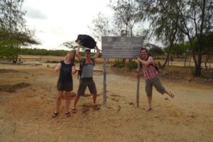 Helen, James and Jon have arrived at the Unesco World Heritage sign of Lamu...