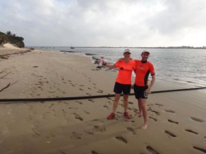 team orange goes for a run (Jude) and a swim (James)