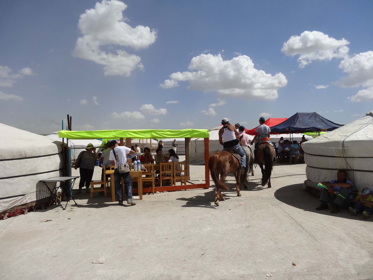 restaurants set up in the ger camp at the races, many families spend a few days or longer here