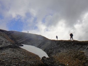 hiking to the top of the ridge