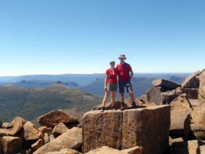 Jon and Jude on top of Mt Ossa, Tasmania's highest mountain (1617m)