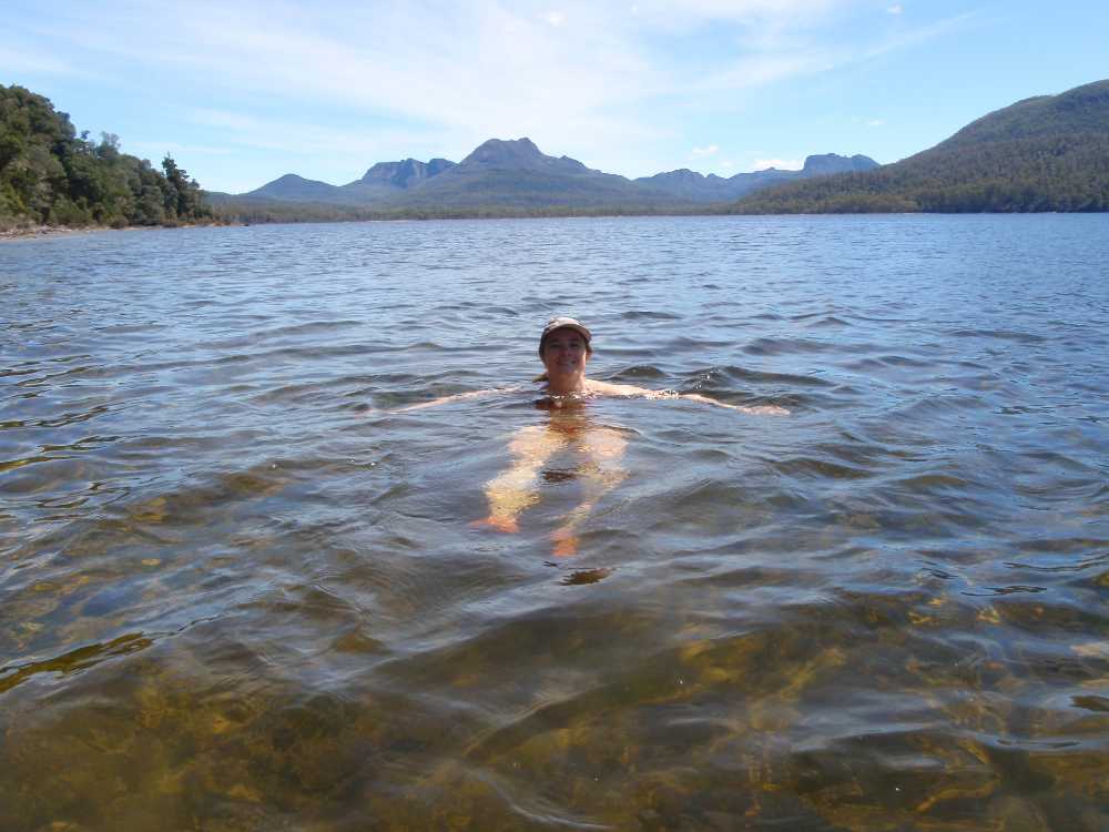 Jude swimming in Lake St Claire