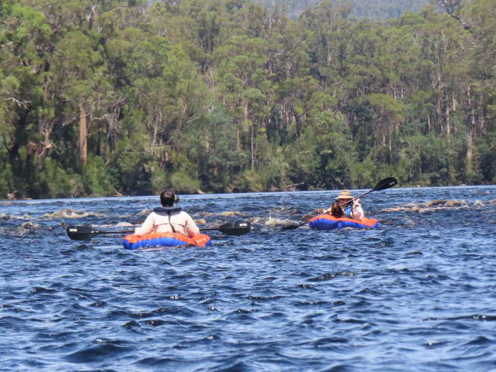 Mark, Floss and Audrey on the Huon River