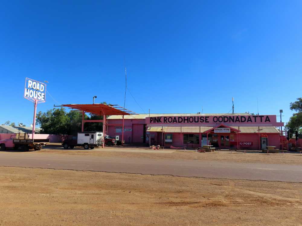 Lara at the famous Oodnadatta Pink Roadhouse