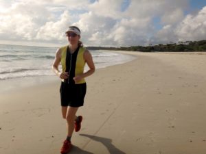 early morning jog on the beach