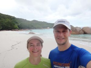 looking like tomatoes after a hot and sweaty run to Anse Lazio beach (on Praslin)