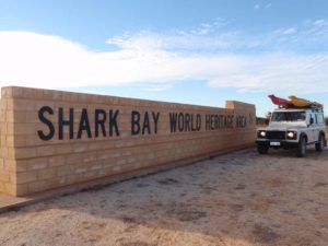 Lara at the Shark Bay world heritage sign