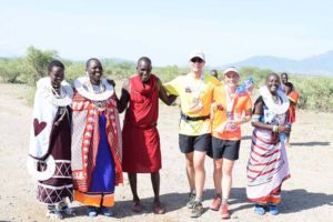 Jon and Jude with some of the marshalls and other officials at the Shompole marathon
