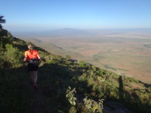 Jude at the edge of the escarpment with the Rift Valley on the right