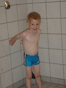 Niels about to start his swimming lesson