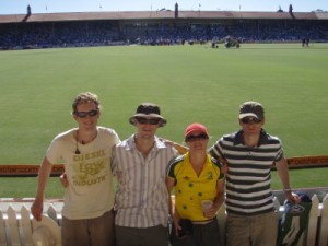 Pete, Jon, Jude and Marcus at the Australia Day cricket after the TDU