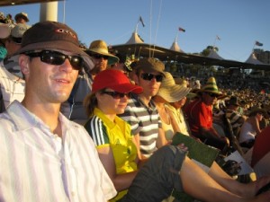 sweating whilst the sun goes down at the cricket