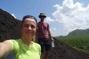 Jude and Jon on Chaimu, a volcanic cone in Tsavo West NP where you can hike to the top for some spectacular views