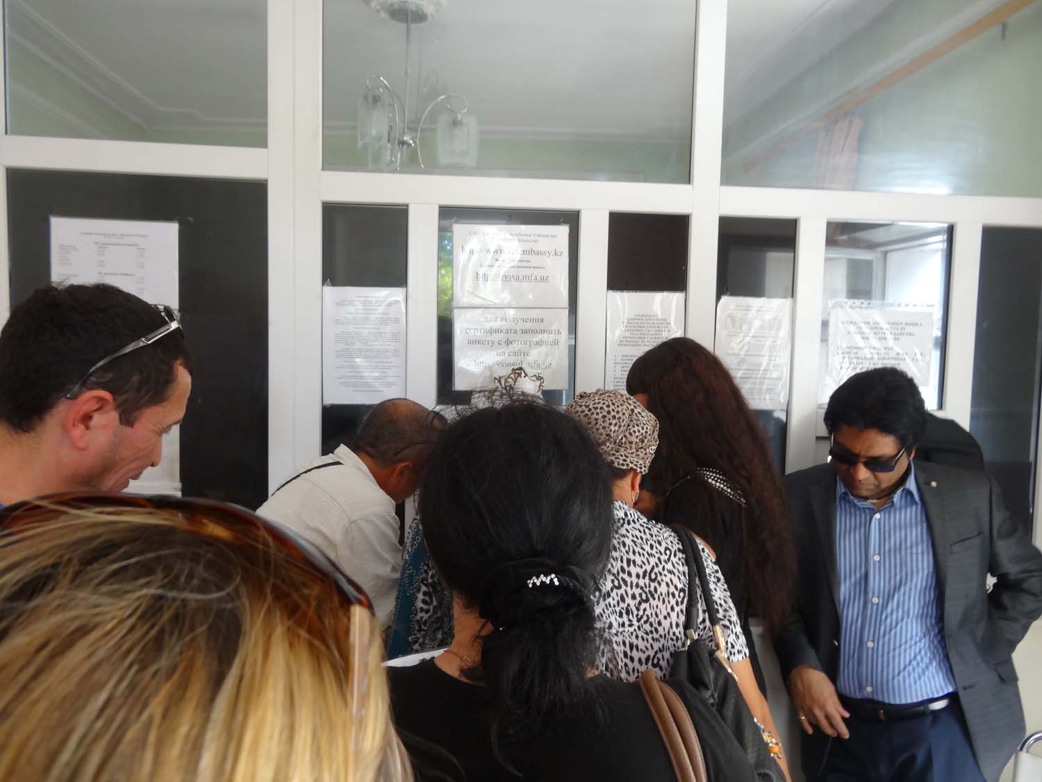queuing in the Uzbek embassy (this is once you are finally inside)