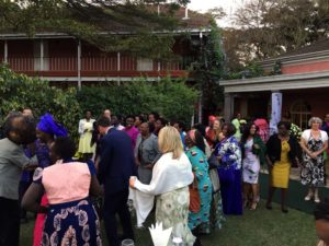 the ladies bringing the newlyweds to the party whilst singing to the sound of the nyatiti