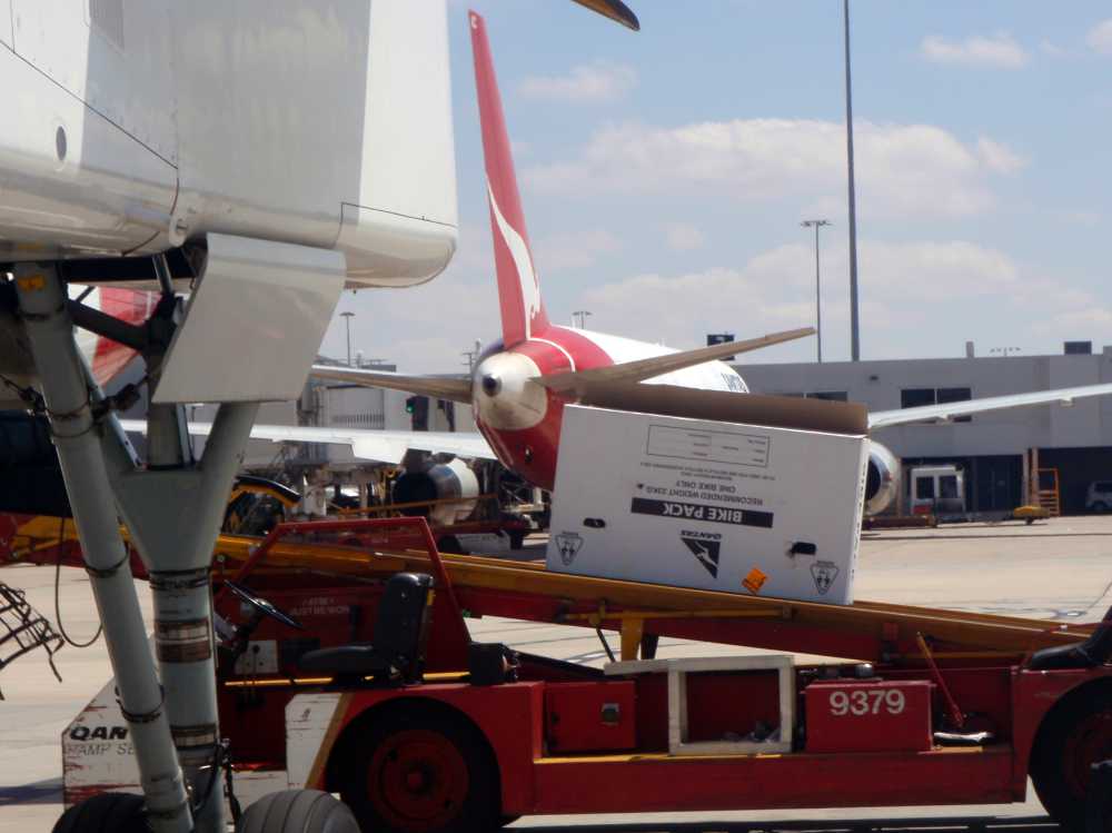 thanks Qantas for loading the bikes so carefully upside down....